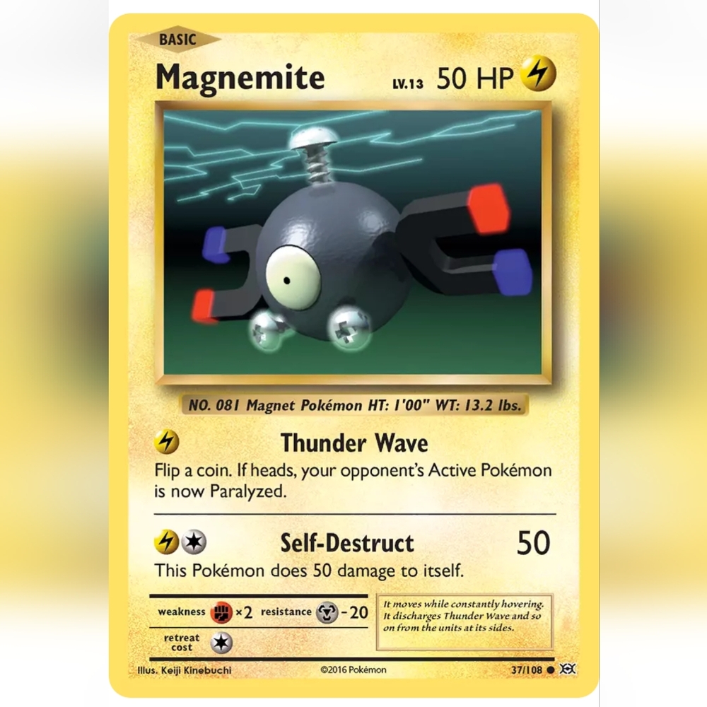 Magnemite Pokemon Card 🔥 50 HP 🟡 37/108